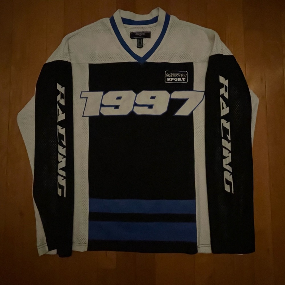 Sweater, jersey like texture. Streetwear fashion